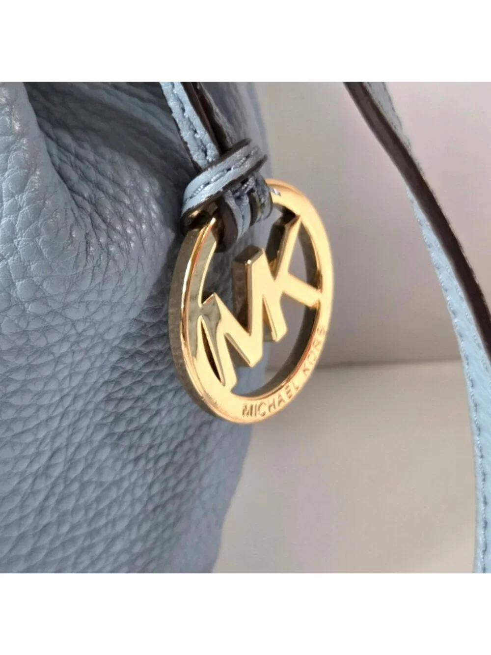 Michael Kors Blue Leather Jules Mini Drawstring Bucket Bag Crossbody Slouchy